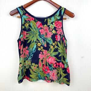 Anthropologie Womens Tank Top Sz M Tropical Maximalist Fairy Colorful Floral
